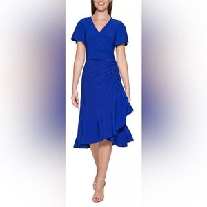 kensie Flutter-Sleeve Midi Dress